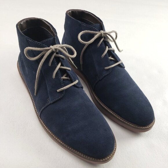 Clarks Grandin Suede Chukka Boot Mens 13 Blue Lace Up Leather Mid Ankle - Picture 1 of 11